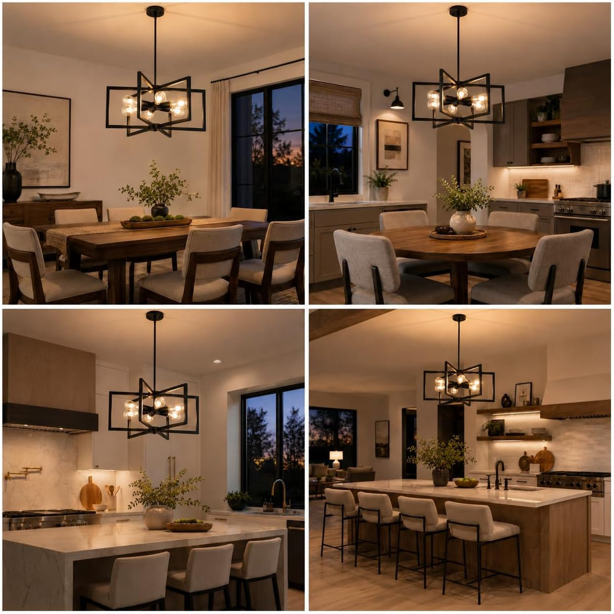 23.6” Black Chandelier for Dining Room 6 Light Kitchen Chandelier over Table ...