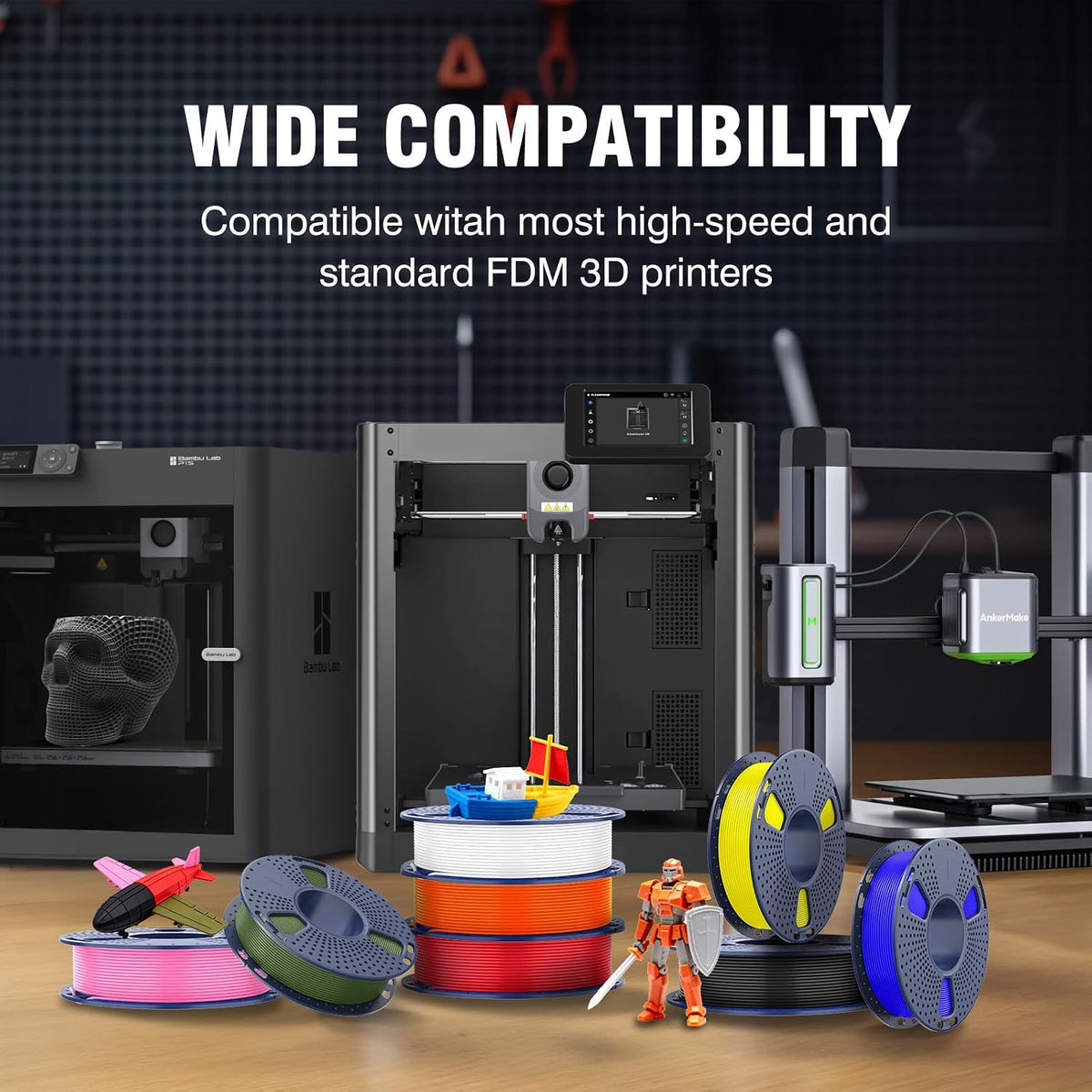 JAYO Rapid PLA 3D Printer Filament Bundle 2KG, 8 Pack 250g