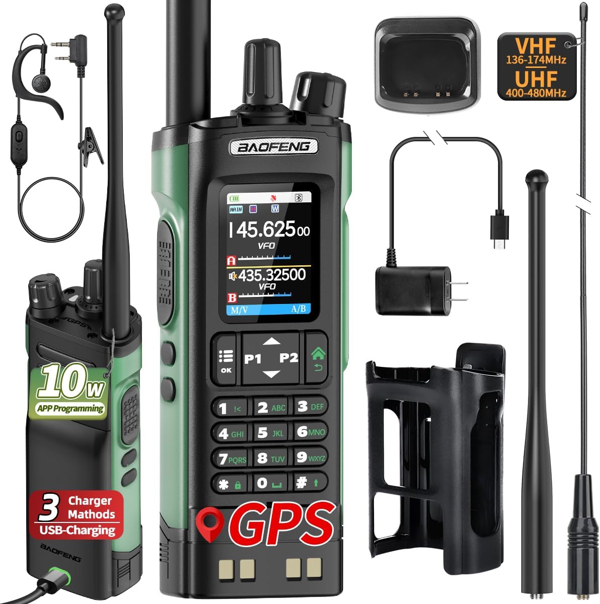 BAOFENG UV-32 Ham Radio Long Range Rechargeable Walkie Talkies UV32 5RM K5 10...