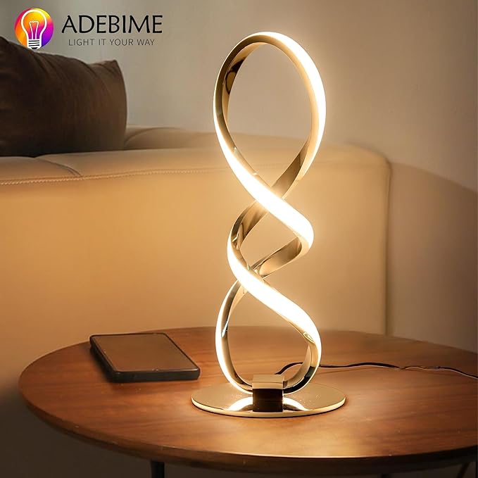 LED Spiral Bedside Table Lamp, Stepless Dimmable 12W 3000K Warm White, Modern