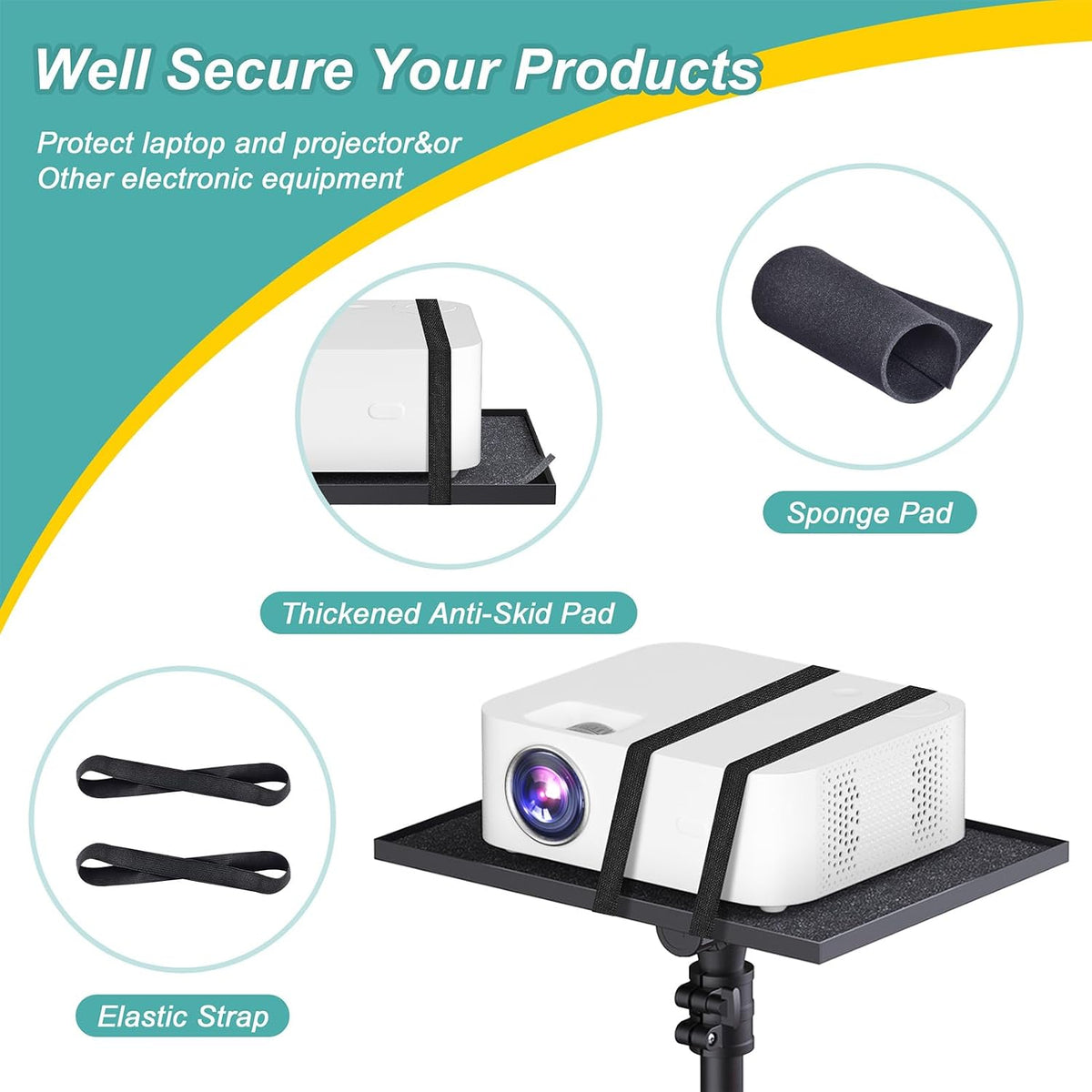 Facilife 2 Shelves Projector Stand Tripod, Height Adjustable Max 64"