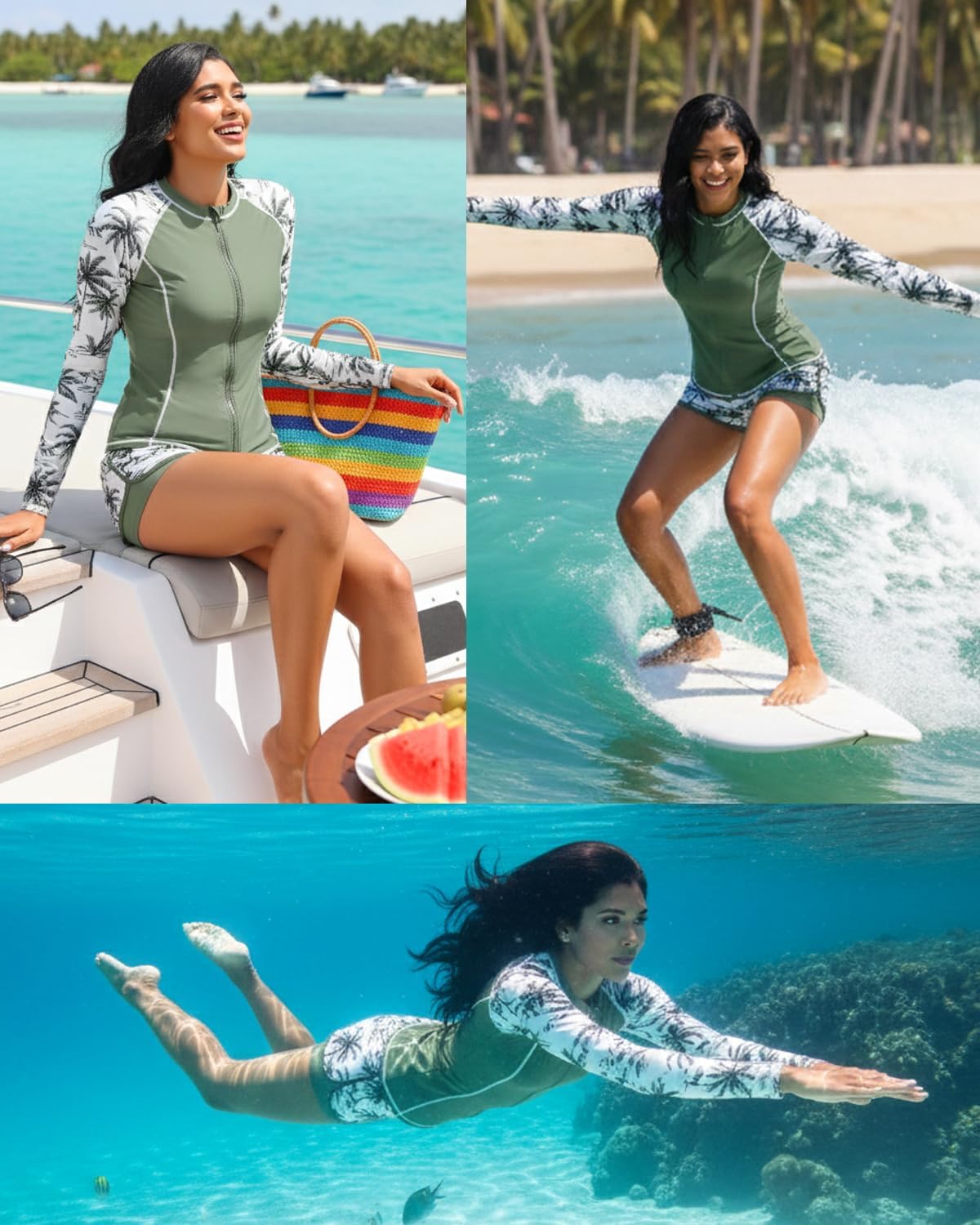 Daci 3 Piece Rash Guard Set with 3'' Shorts