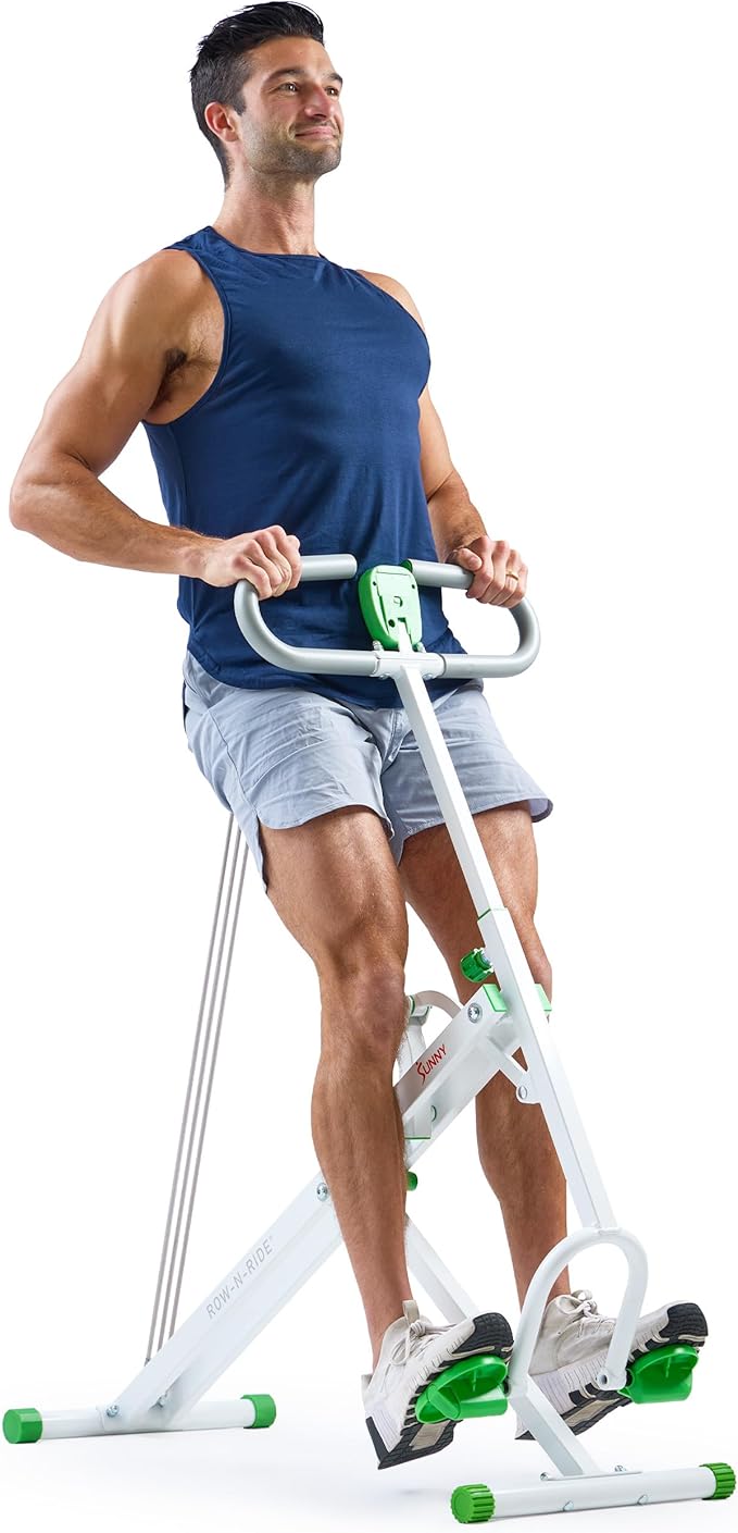 Sunny Health & Fitness Smart Row-N-Ride Glute & Leg Trainer, Foldable...