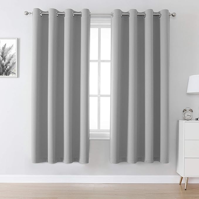 DUALIFE Ultimate Gray Blackout Curtain Panels/Drapes