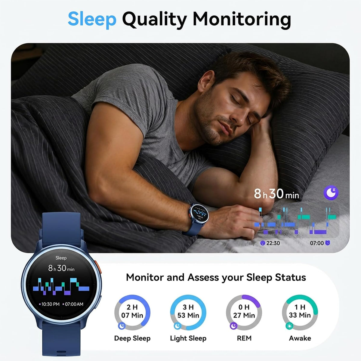 Smart Watch for Men Women, 1.27" HD Smartwatch (Answer/Make Calls), 2 Bands