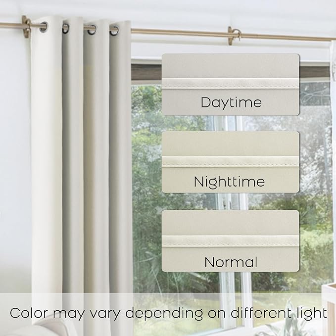 KOUFALL 90 Inch Long Curtains for Living Room 2 Panels Set, Cream Room