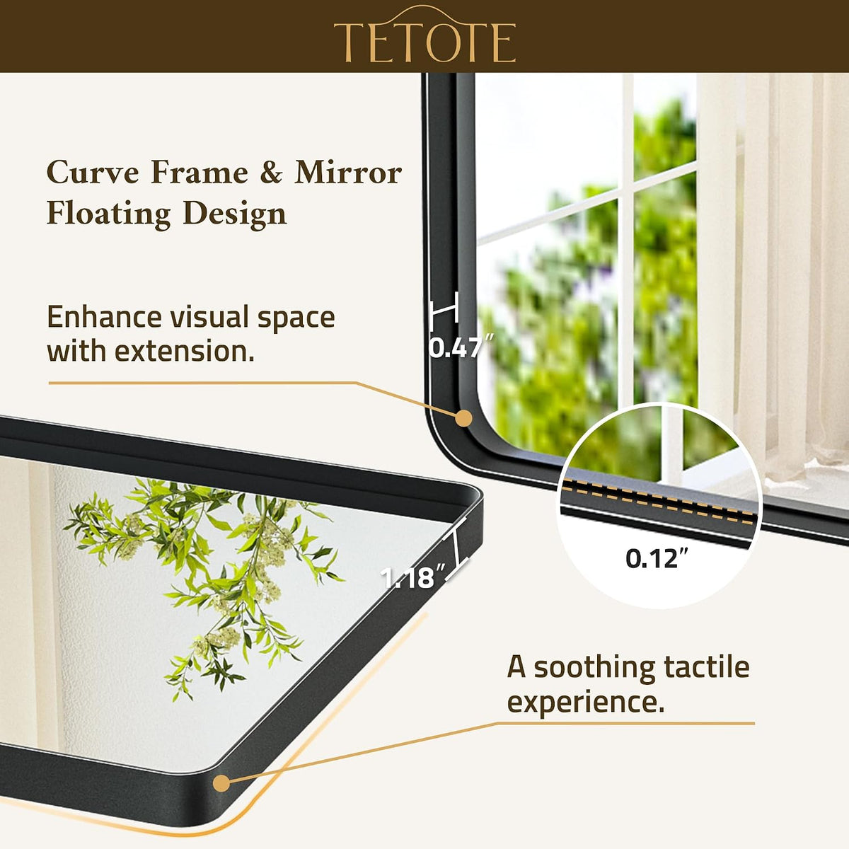 42 x 36 Black Bathroom Mirror Matte Black Metal Framed Vanity Mirror, Tempere...