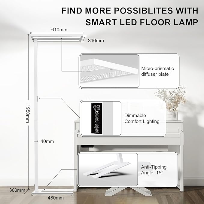 STERREN 76'' Motion Sensor Floor Lamp, 105W Modern LED Floor Lamp, Smart