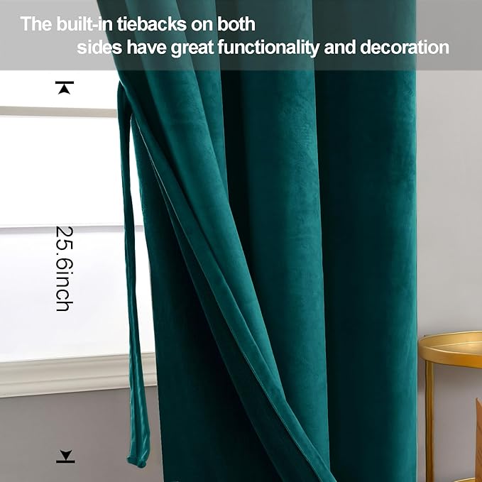 JIUZHEN Velvet Curtains 84 Inch Long–Soft Retro Velvet Blackout Thermal