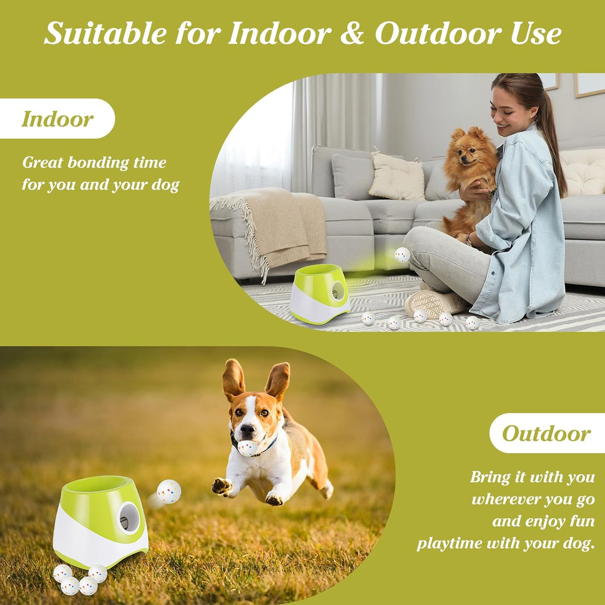 Automatic Dog Ball Launcher, Dog Ball Thrower with 3 Launching Distance