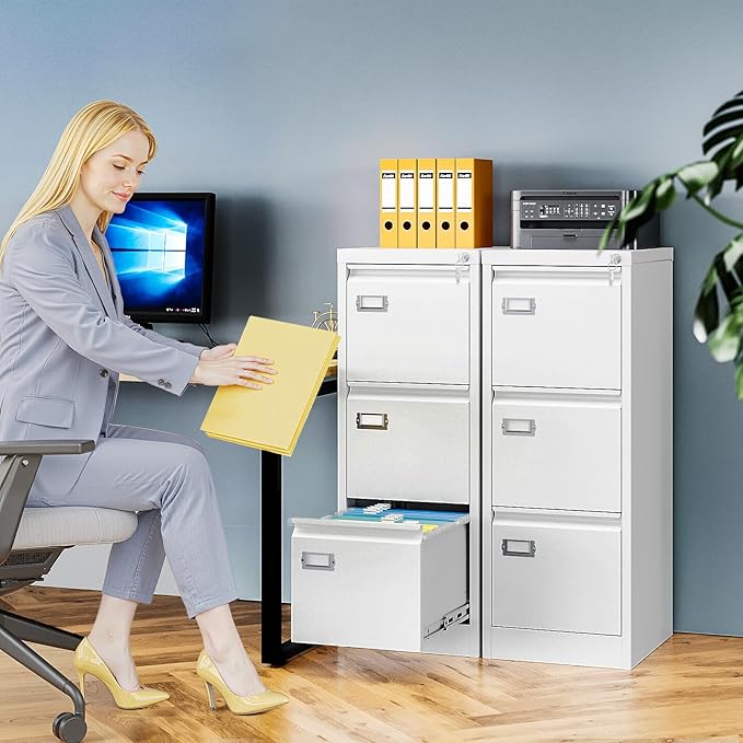 3 Drawer File Cabinet with Lock, Metal Filing Cabinets