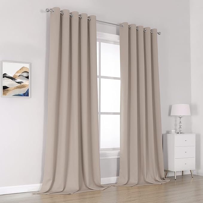 DUALIFE Light Brown Curtains 108 Inch Light Coffee Colour Blackout Curtain