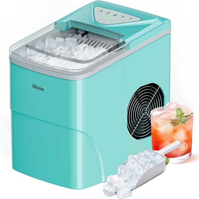 Silonn Ice Makers Countertop, 9 Cubes Ready in 6 Mins, Self-Cleaning Ice Machine