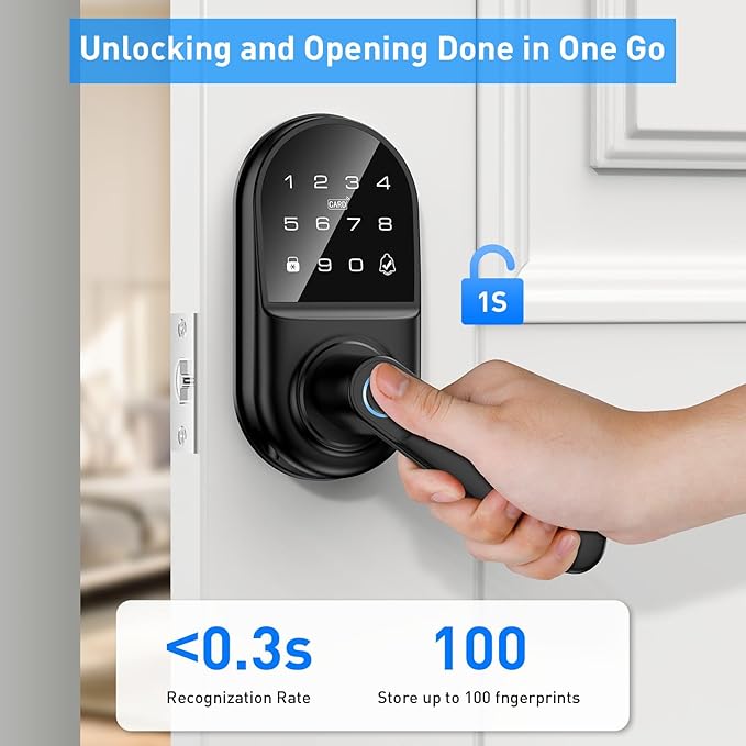Smart keypad Door Lock with Handle，Fingerprint Keyless Entry Digital Lock with