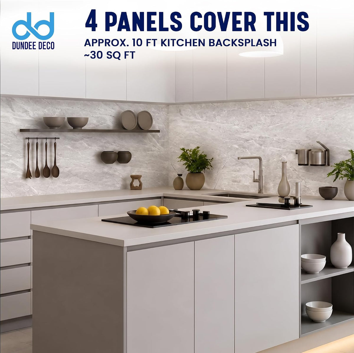 Dundee Deco Faux Marble Wall Panels - 2 ft X 4 ft - Glossy (4 Pack)