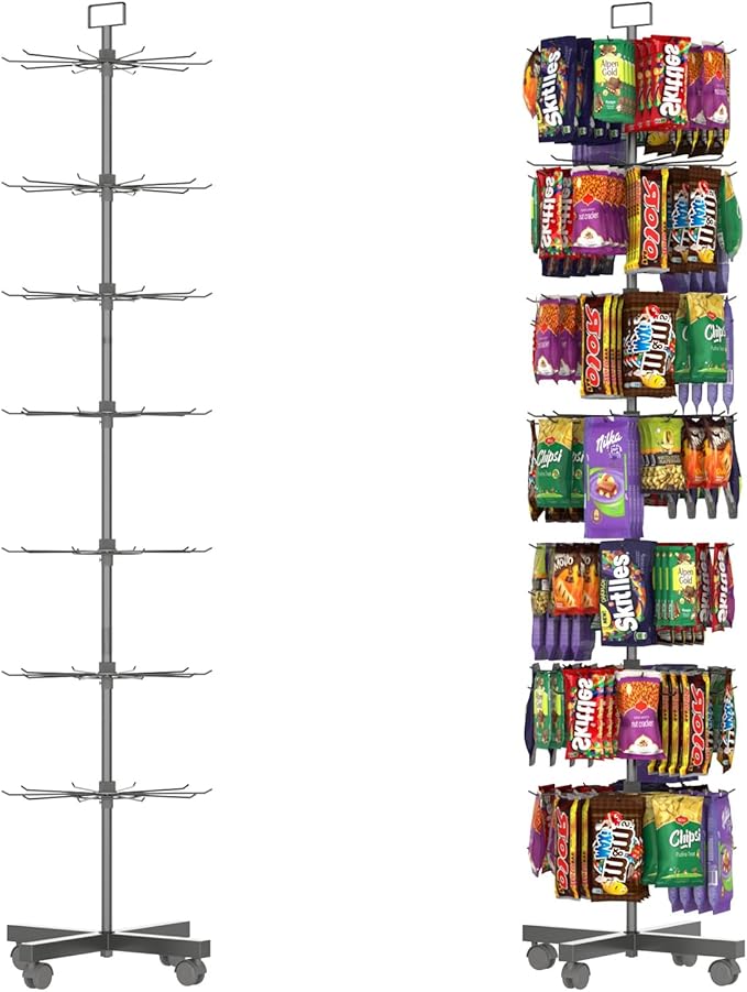 YEOOE Retail Display Racks 7 Tier Spinning Display Stand, Movable Shop Spinner