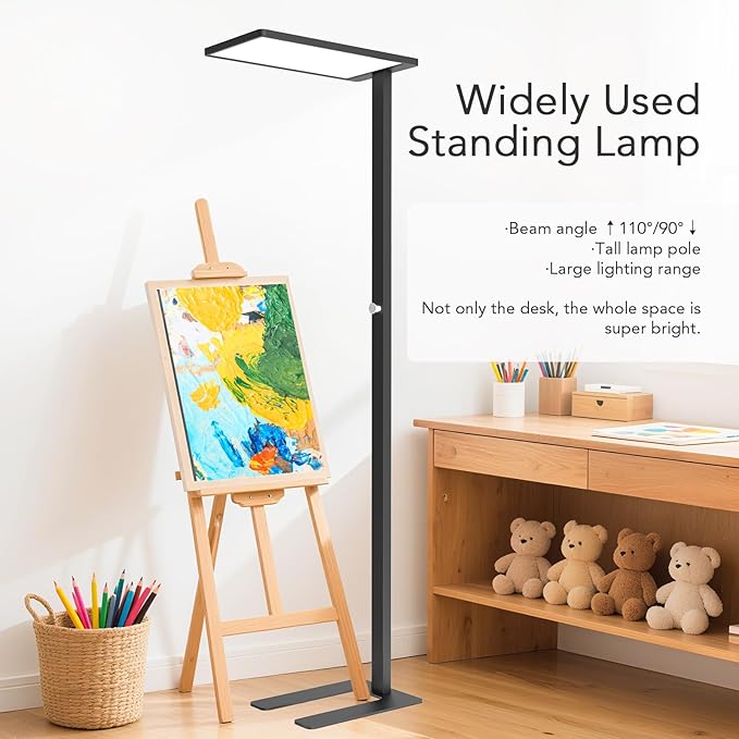 120W LED Floor Lamp, 76.8" Tall Reading Light, 10000LM Knob Dimming Stan...