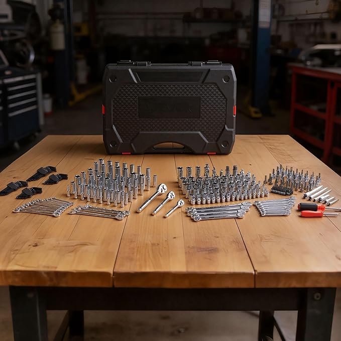 VEVOR Mechanics Tool Set, 308-Piece Mechanic Tool Kit, 1/4 in, 3/8 in, and 1/2