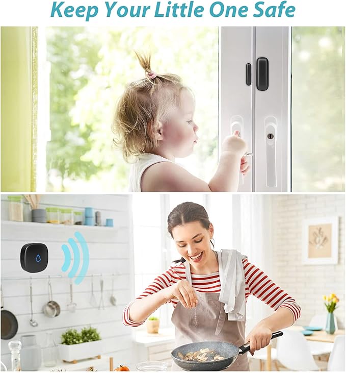 METAK Door Chime, Wireless Door Open Contact Sensor Alarm