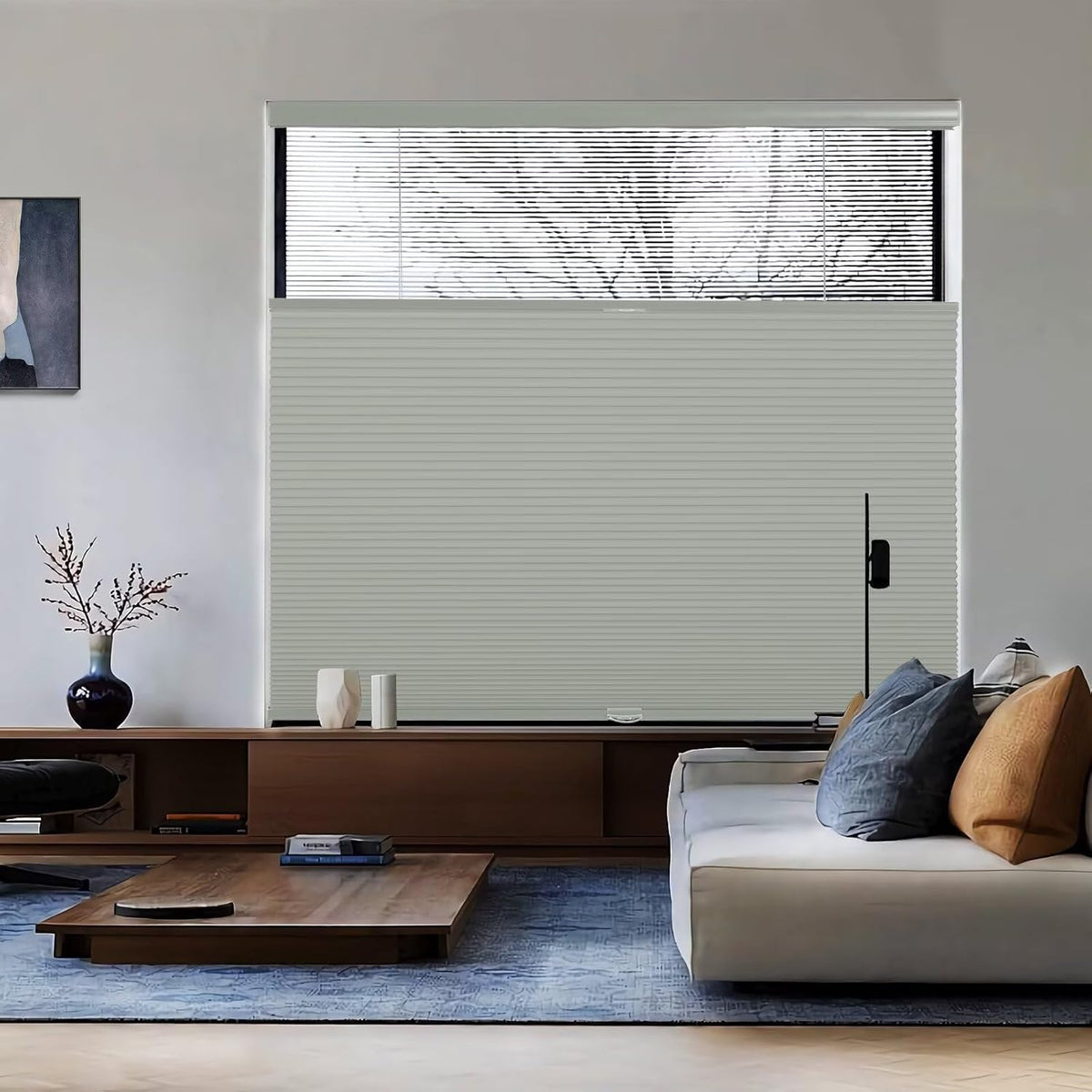 Top Down Bottom Up（TDBU） Cellular Shades, 1.5 inch Cordless Blackout Honeycom...