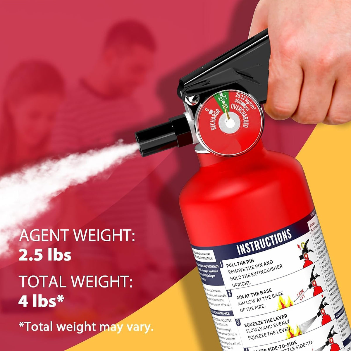 Ougist ABC Fire Extinguisher for Home & Vehicle - 2.5 lb 1-A:10-B:C Rated...