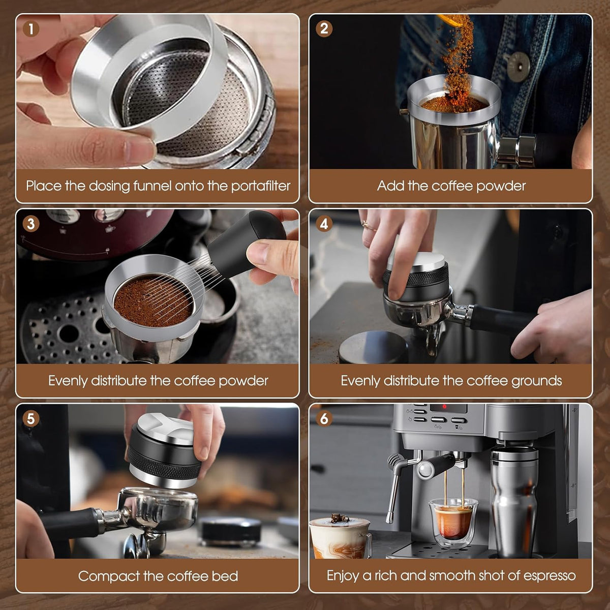 54mm Espresso Accessories Kit, Distributor, Tamper, WDT, Funnel