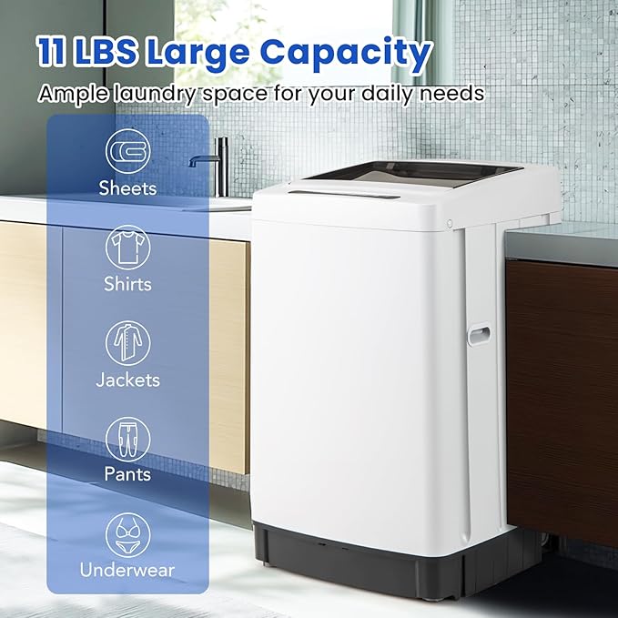 COSTWAY Portable Washing Machine, 11 LBS Full Automatic Portable Washer
