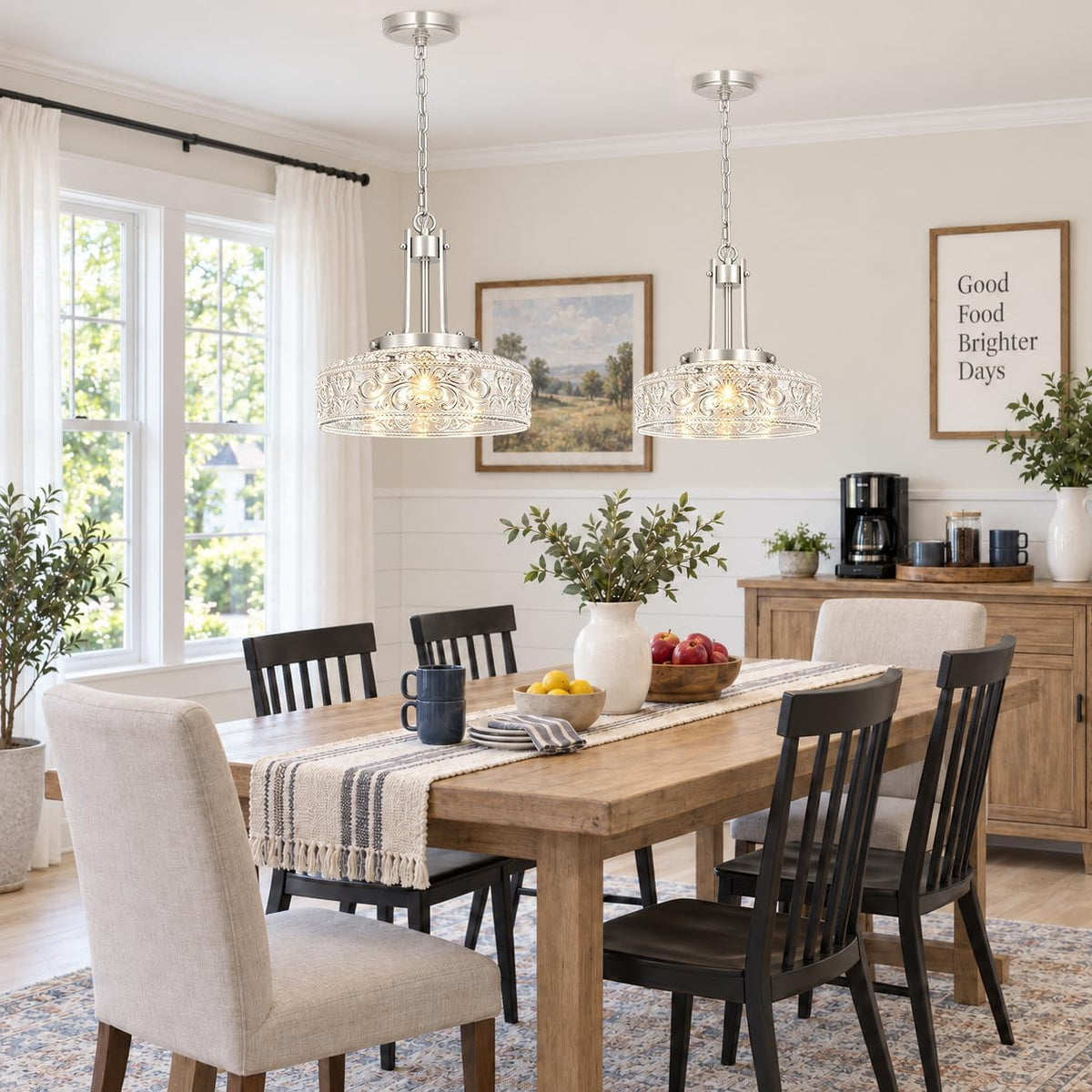 Brushed Nickel Pendant Light over Sink Glass Chandelier for Dining Room