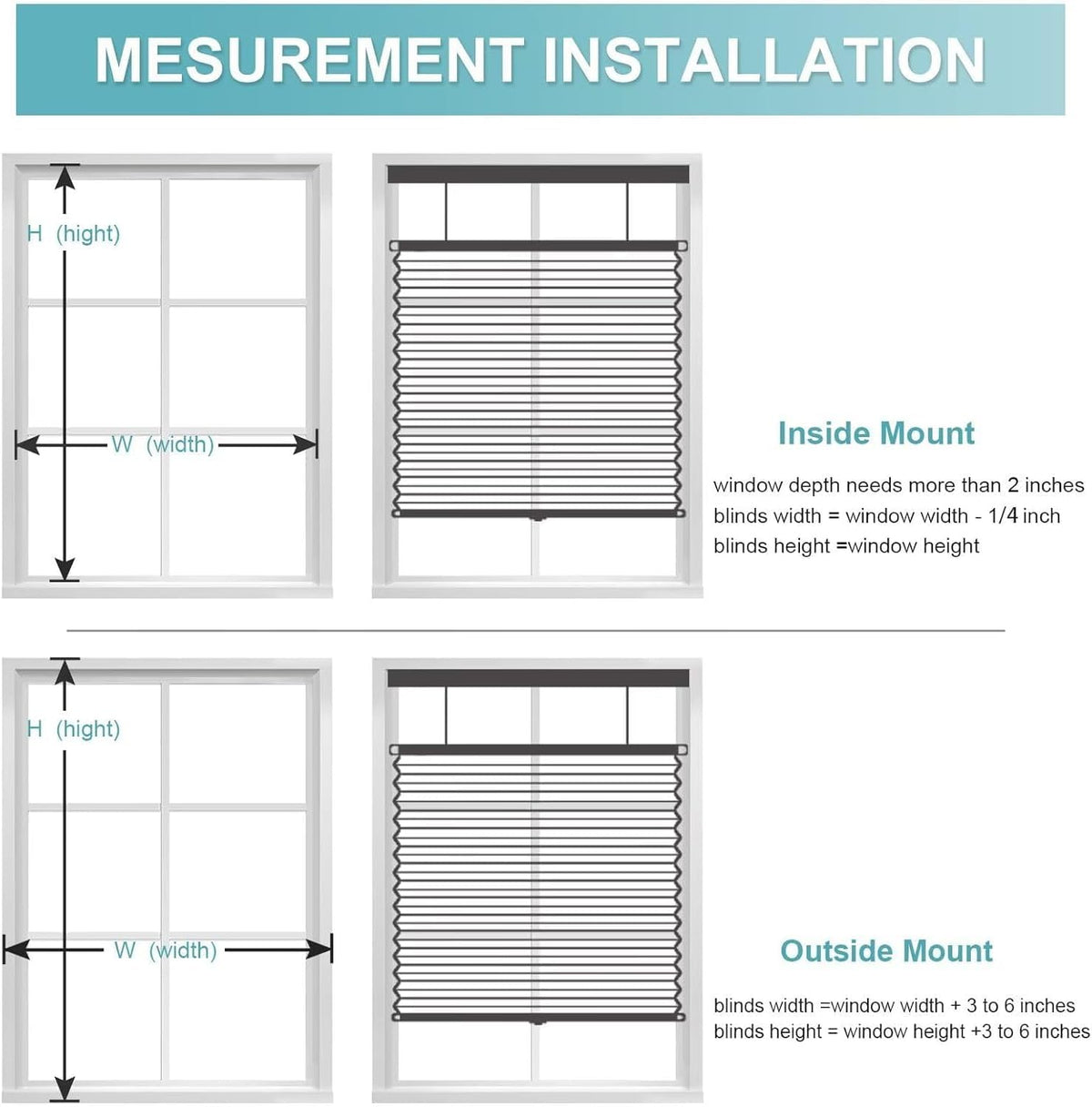 Top Down Bottom Up（TDBU） Cellular Shades, 1.5 inch Cordless Blackout Honeycom...