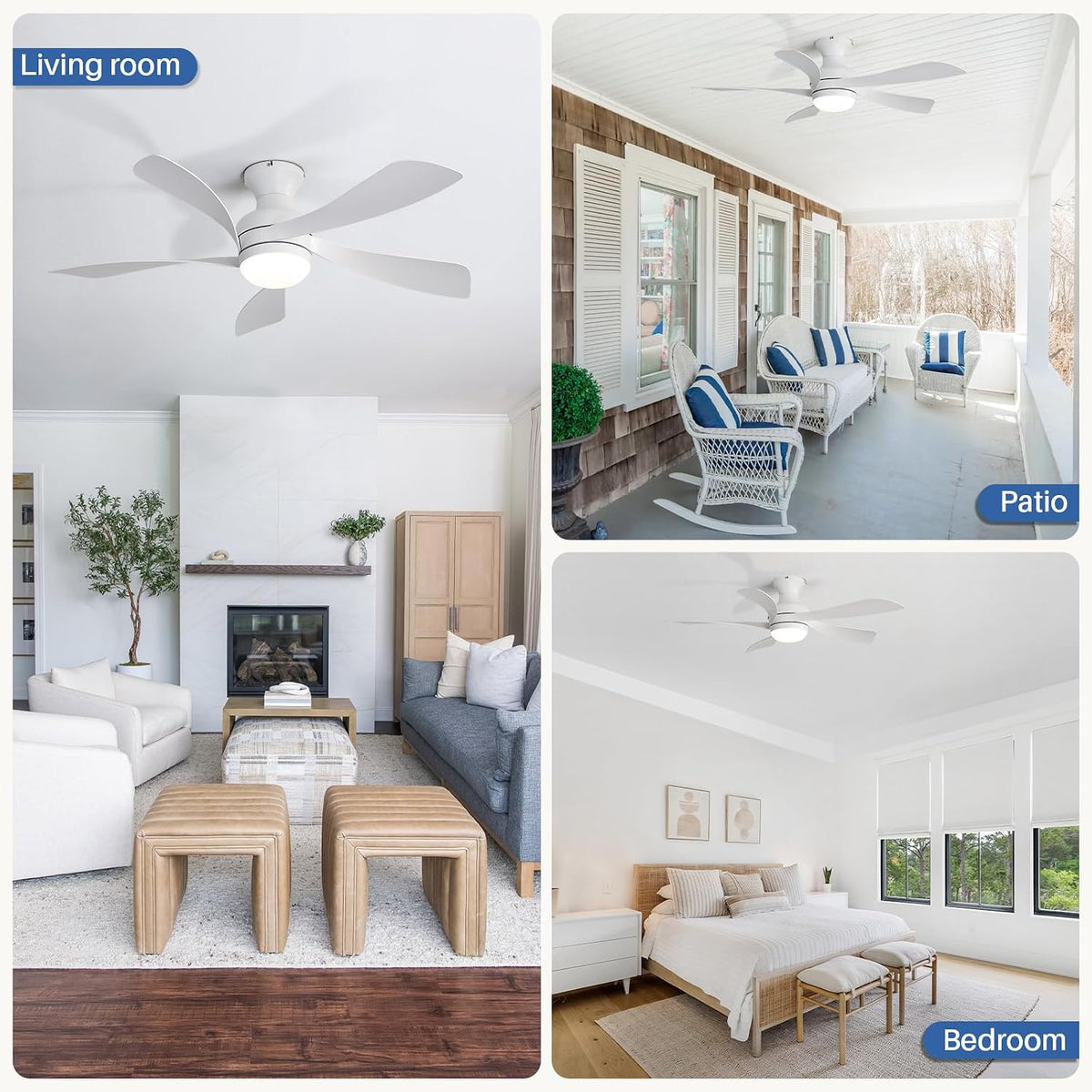 Sofucor 42 Inch Low Profile Ceiling Fans with Lights and Remote