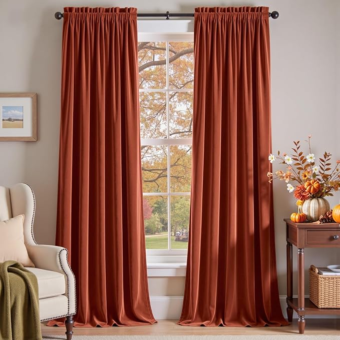 Lazzzy Velvet Blackout Curtains Thermal Insulated Room Window Drapes Super Soft