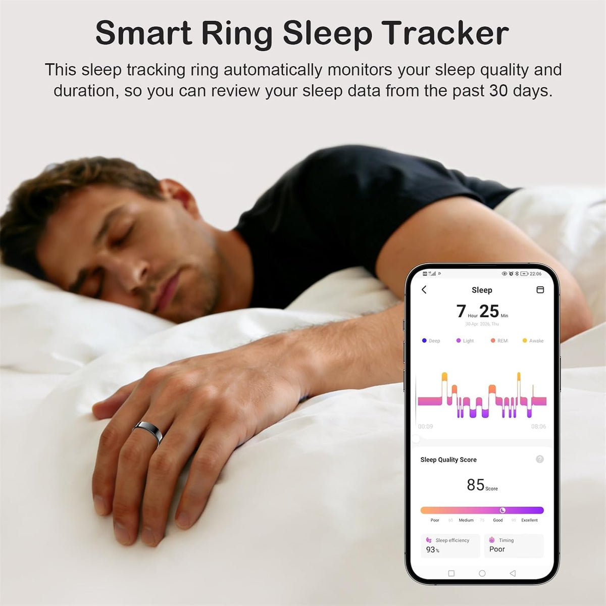 Smart Ring for Women Men, Sleep Activity Health Tracking Ring, Black 11