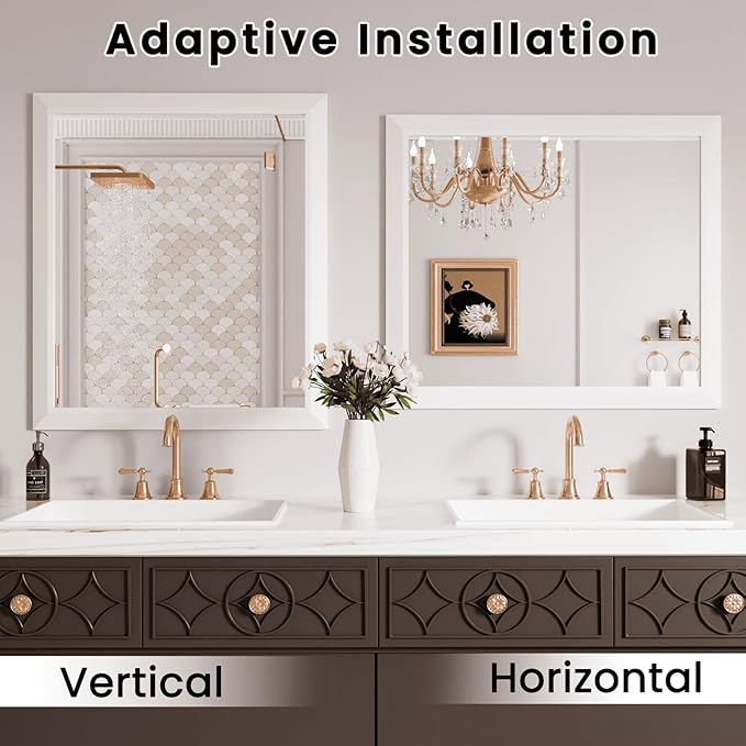Amorho Bathroom Mirror, 30x36 Inch White Framed Bathroom Mirrors