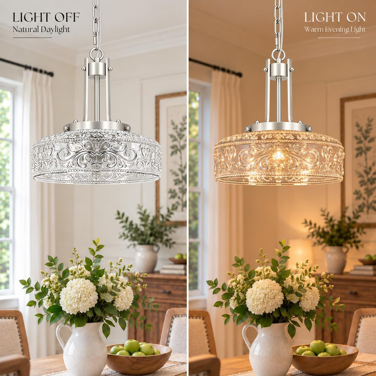 Brushed Nickel Pendant Light over Sink Glass Chandelier for Dining Room