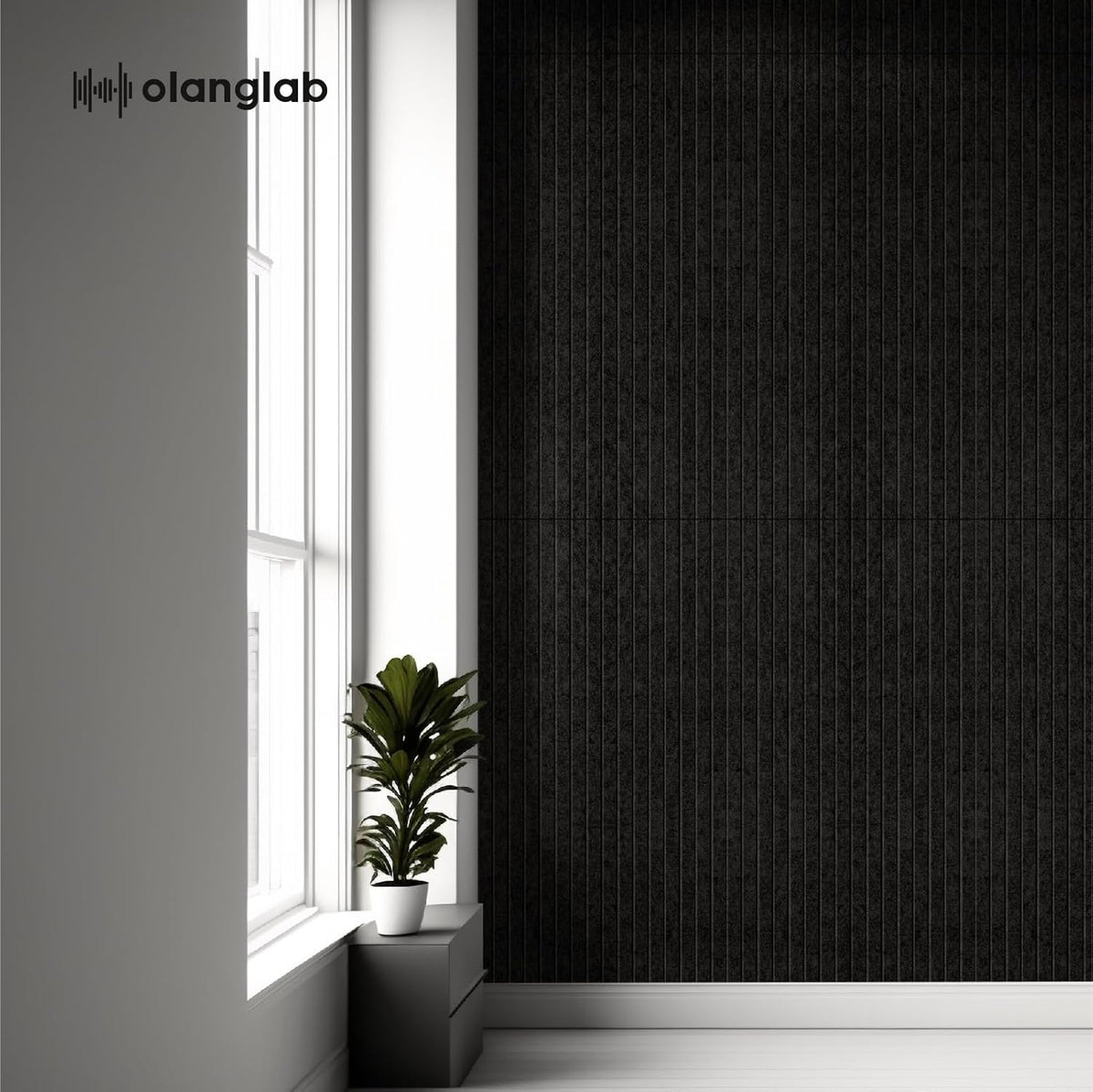 Olanglab Acoustic Wall Panels, 10 Pack, 48" x 24", Black