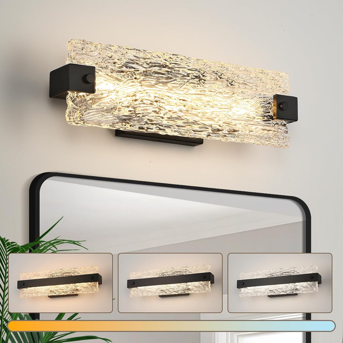 16.5" LED Bathroom Vanity Light, Matte Black, 3 CCT Dimmable