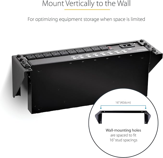 StarTech.com 3U 19" Wall Mount Vertical Rack Bracket, Wall Mount Patch P...