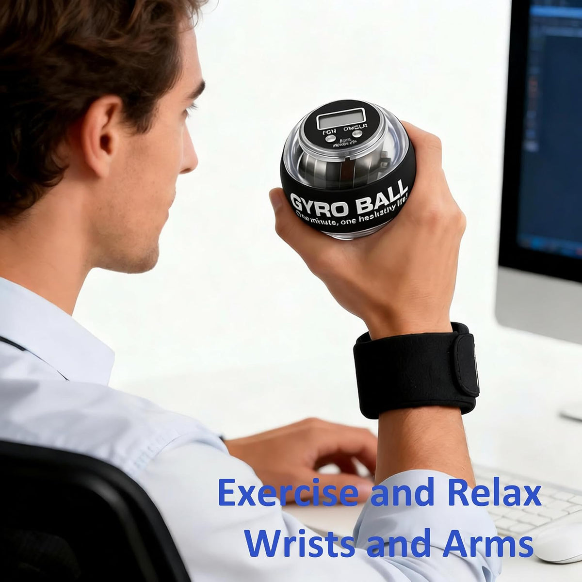 EXBEPE Gyro Ball with Counter,LED Light Power Wrist Hand Exerciser