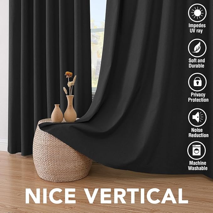 H.VERSAILTEX Linen Blackout Curtains 63 Inches Long 100% Blackout Thermal