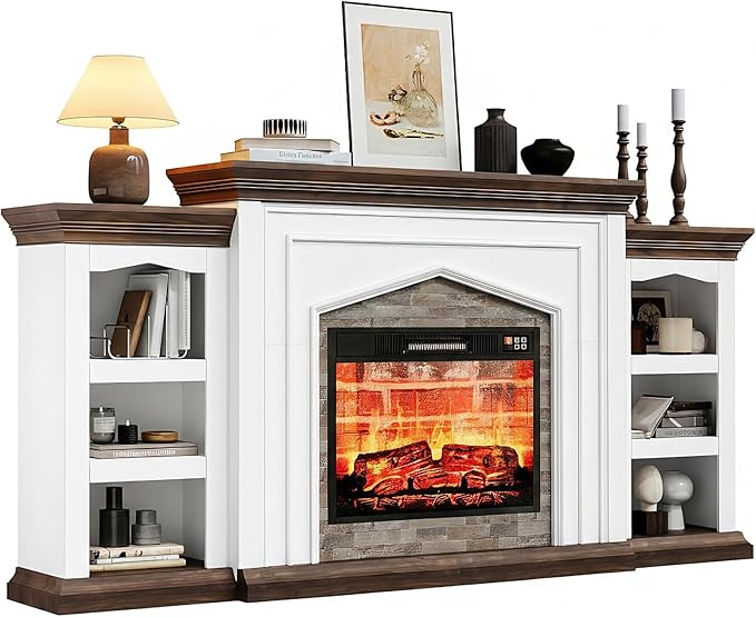 LGHM 80" Fireplace TV Stand for TVs Up to 90 Inch, Electric Fireplace