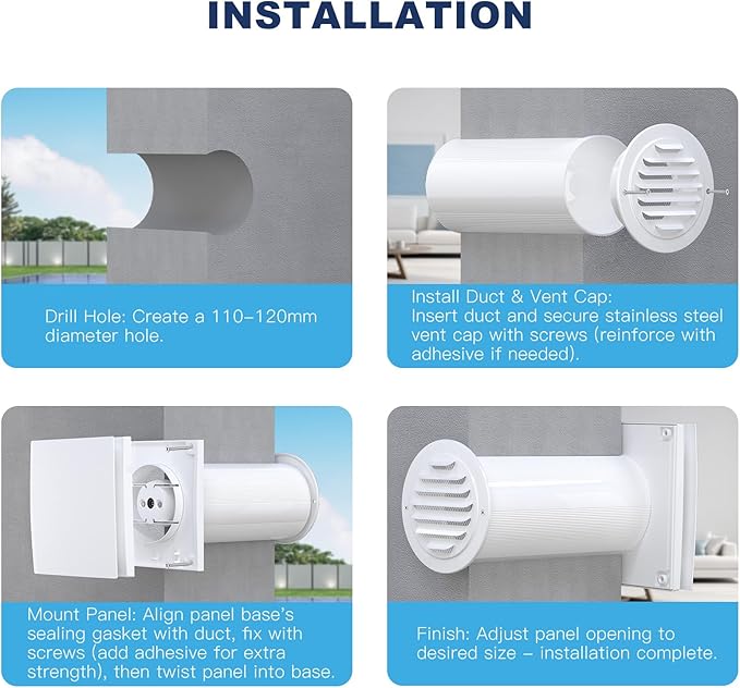 LINGGONGAIR Room Ventilation Fan 4-inch 5W EC Motor, Two-Way Wall Exhaust Fan