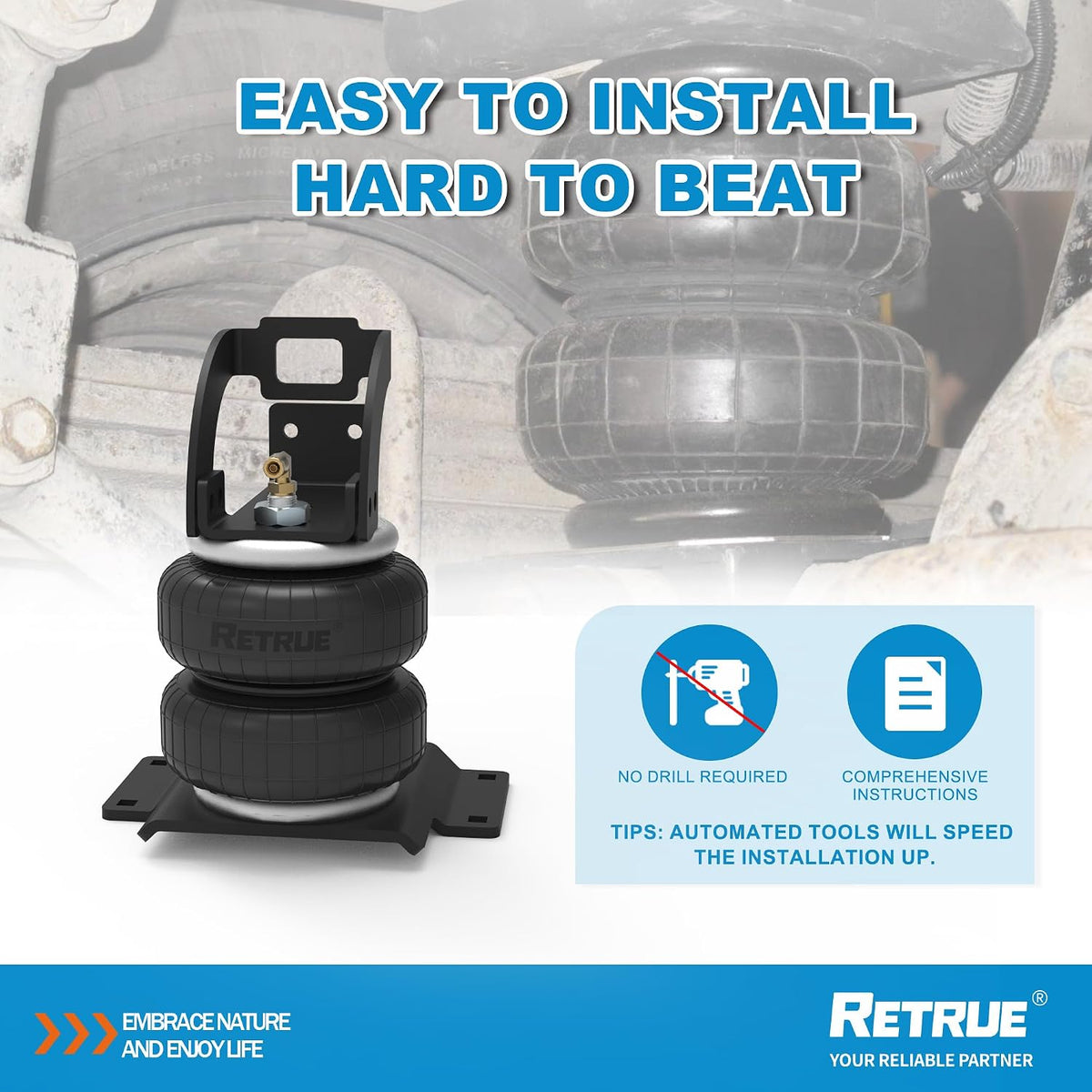 RETRUE Rear Air Bags Suspension Kit Compatible with Tacoma Prerunner