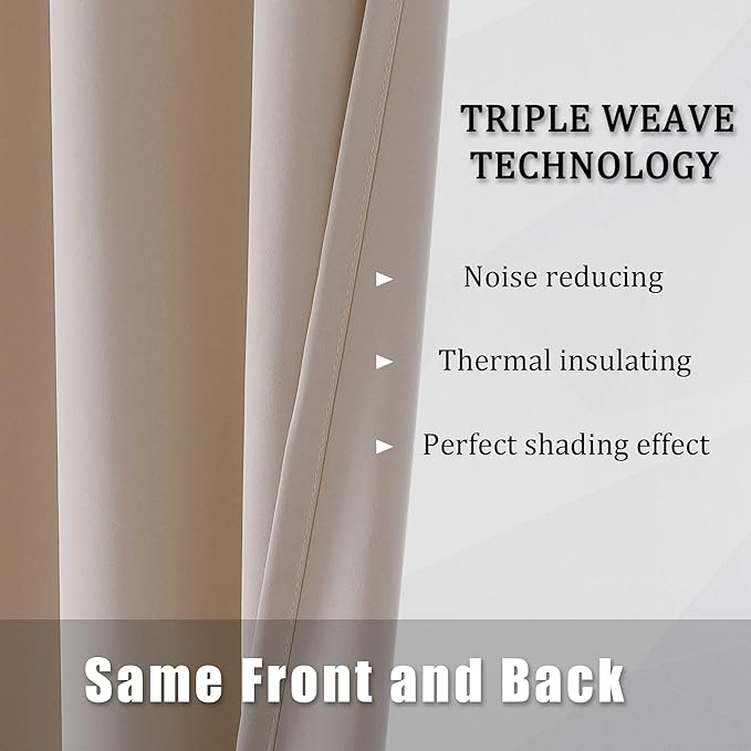 DUALIFE Warm Taupe Curtains 84 Inches Long Room Darkening Curtains Bedroom