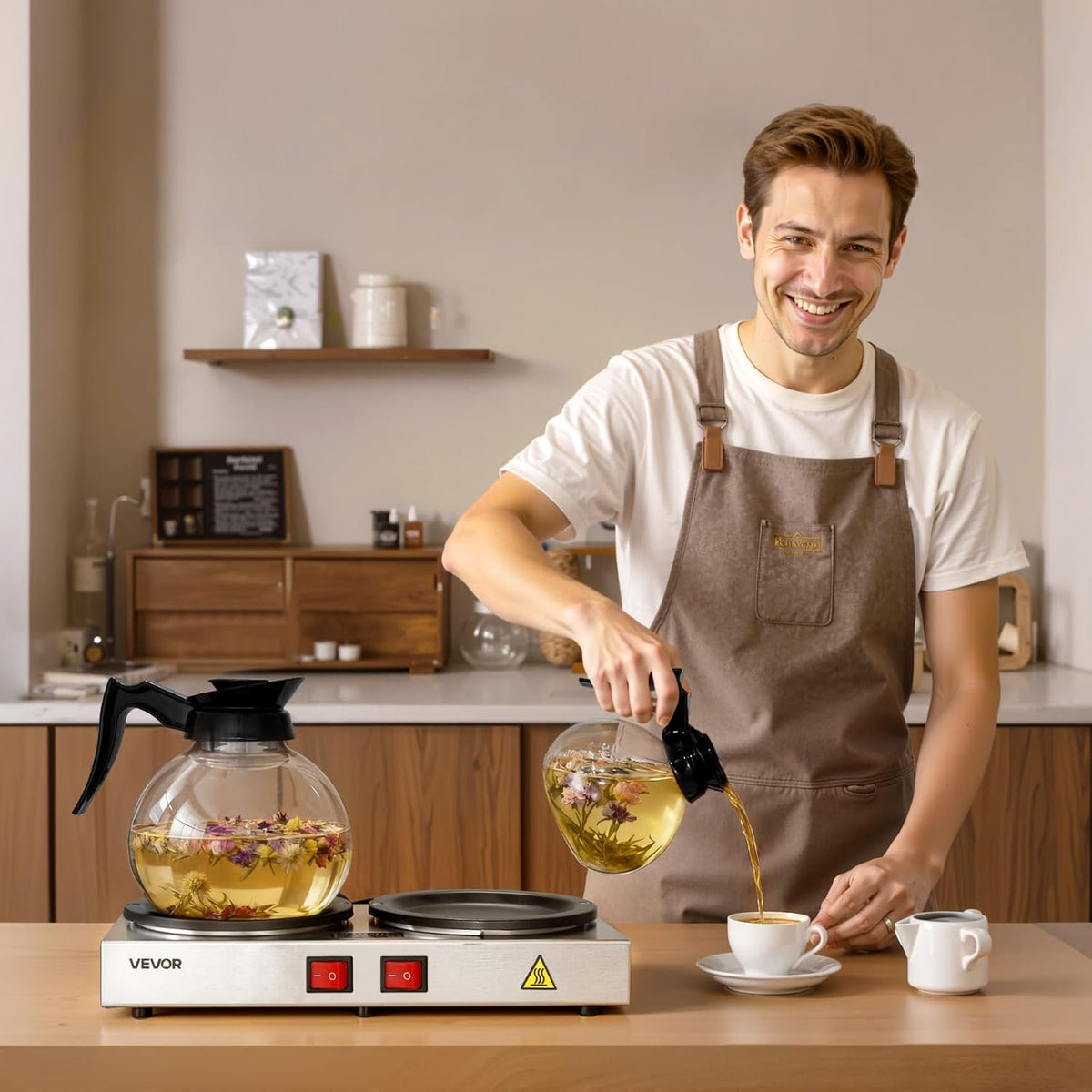 VEVOR Commercial Coffee Decanter Warm Plate, 80W x 2 Coffee-Carafe Warmer, Du...