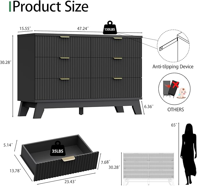 Xixini Fluted Dresser for Bedroom