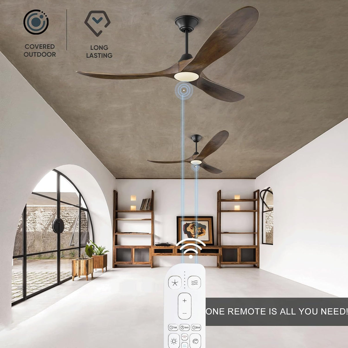 70 Inch Smart Large Ceiling Fan with Light, 3 Wood Propeller Blades