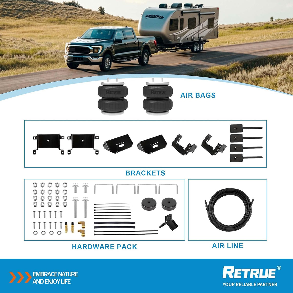 RETRUE Rear Air Bags Suspension Kit for 2015-2025 Ford F150