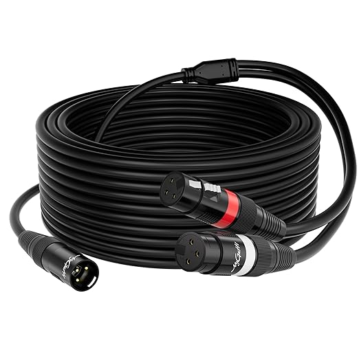 Mygatti XLR Splitter Y-XLR Cable 100 FT, Bi-Directional Balanced Microphone