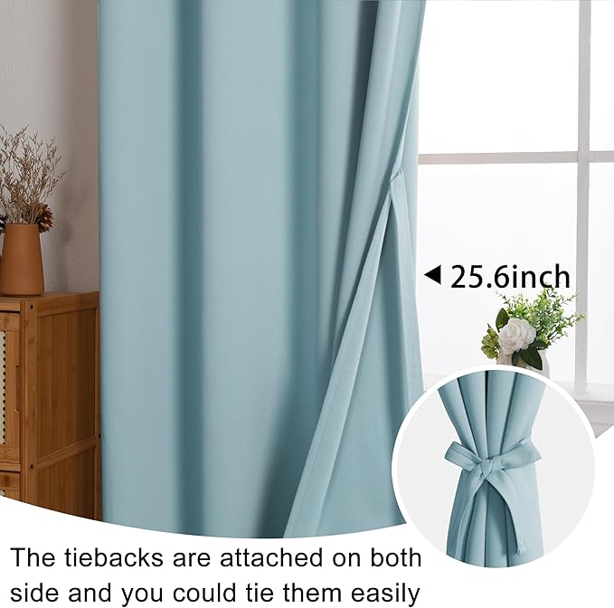 JIUZHEN Light Blue Blackout Curtains