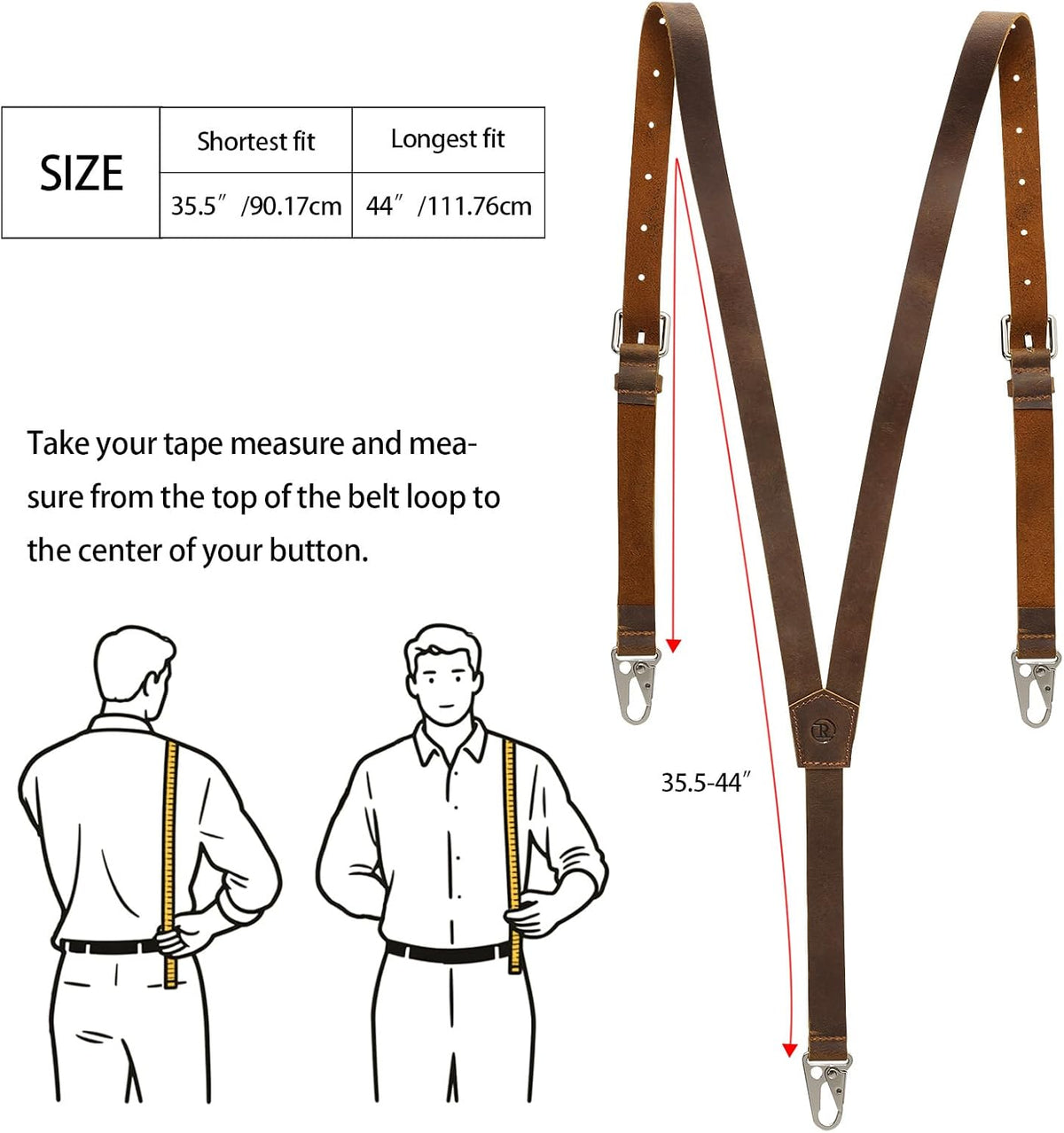 Genuine Leather Suspenders for Men, Y Design Hidden Suspenders Under Clothes,...